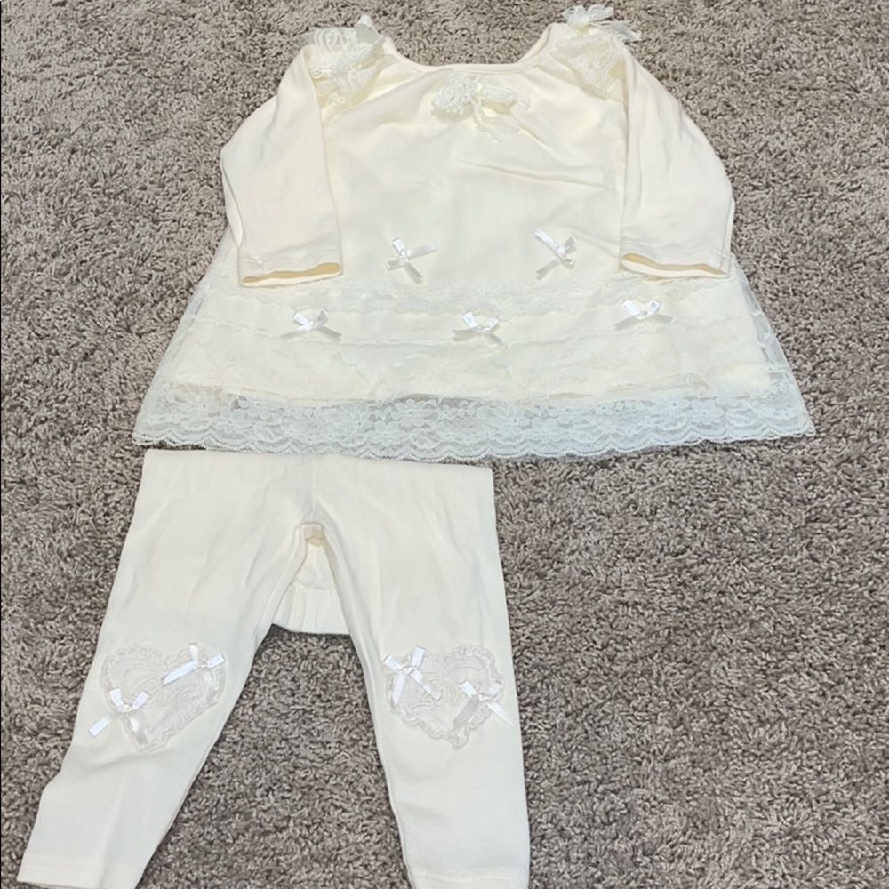 Mad Li Rose 6/9 month cotton + lace set